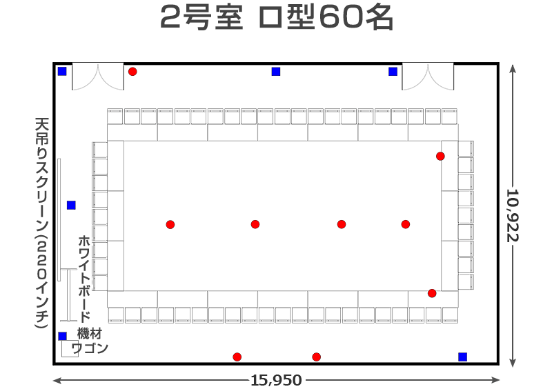 梅田サウス カンファレンスルーム 2号室 ロ型